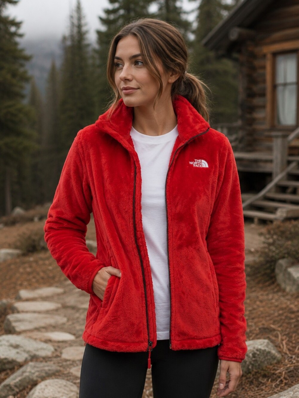 The North Face Full Zip Fleece Jacket Red